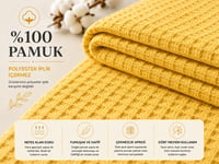 Petek Pike %100 Pamuk Tek Kişilik 160x230 cm – Yumuşak, Nefes Alan, Dört Mevsim Kullanım - Sarı