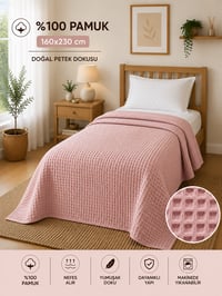 Petek Pike %100 Pamuk Tek Kişilik 160x230 cm – Yumuşak, Nefes Alan, Dört Mevsim Kullanım - Pudra