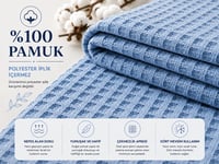 Petek Pike %100 Pamuk Tek Kişilik 160x230 cm – Yumuşak, Nefes Alan, Dört Mevsim Kullanım - Mavi