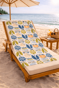 Premium Baskılı  Plaj Havlusu – Tropikal Yapraklı Yazlık Deniz Havlusu 75x150 cm