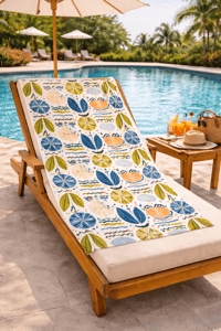 Premium Baskılı  Plaj Havlusu – Tropikal Yapraklı Yazlık Deniz Havlusu 75x150 cm