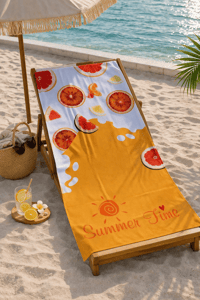 Summer Time Baskılı Plaj Havlusu – Turuncu Yazlık Deniz Havlusu 75x150 cm