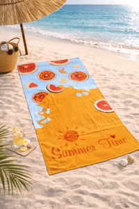 Summer Time Baskılı Plaj Havlusu – Turuncu Yazlık Deniz Havlusu 75x150 cm