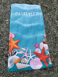 Summer Yazılı Deniz Kabuklu Premium Plaj Havlusu 75x150 cm – Hızlı Kuruyan Yazlık Deniz Havlusu