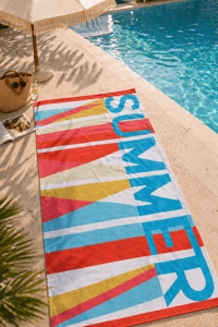 Summer Yazılı Renk Geçişli Premium Plaj Havlusu 75x150 cm – Canlı Renkli Hızlı Kuruyan Yazlık Deniz Havlusu