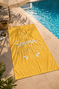 Summer Yazılı Sarı Premium Baskılı Plaj Havlusu 75x150 cm – Hızlı Kuruyan Yazlık Deniz Havlusu