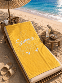 Summer Yazılı Sarı Premium Baskılı Plaj Havlusu 75x150 cm – Hızlı Kuruyan Yazlık Deniz Havlusu
