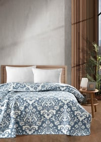 BLUVERA PAMUKLU ÇİFT KİŞİLİK BATTANİYE | ÇELİK MAVİSİ, 200X220 CM