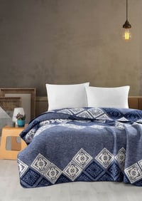 NİCE PAMUKLU ÇİFT KİŞİLİK BATTANİYE | İNDİGO MAVİSİ, 200X220 CM