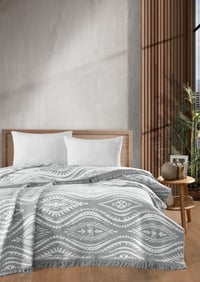 PETRA PAMUKLU ÇİFT KİŞİLİK BATTANİYE | GRİ, 200X220 CM