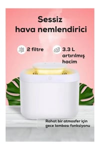 Sessiz ve Etkili 3.3L Kapasiteli LED Aydınlatmalı Hava Nemlendirici ve Buhar Difüzörü