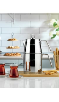 SCHAFER ÇAYDANLIK TAKIMI NAPOLİ ÇELİK 4 PARÇA-INOX (BÜYÜK BOY)