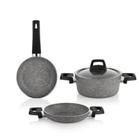 SCHAFER TENCERE 3 LÜ SET ETERNAL 18 CM SAHAN+18 CM TENCERE+18 CM TAVA-GRİ