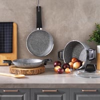 SCHAFER TENCERE 3 LÜ SET ETERNAL 18 CM SAHAN+18 CM TENCERE+18 CM TAVA-GRİ