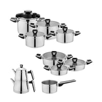 SCHAFER TENCERE ÇELİK ÇEYİZ SETİ PREMİUM 18 PARÇA-INOX