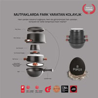 SCHAFER TENCERE SETİ MATRIX 8 PARÇA SİYAH