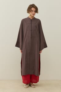 Acı Kahve Hakim Yaka Uzun Vual Kimono