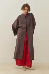 Acı Kahve Hakim Yaka Uzun Vual Kimono