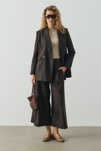 Acı Kahve Multi Cep Detaylı Kruvaze Blazer