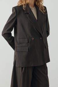 Acı Kahve Multi Cep Detaylı Kruvaze Blazer