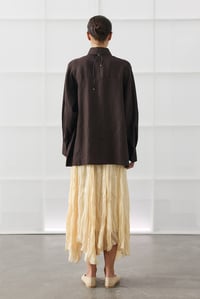 Acı Kahve Oversize Basic Keten Gömlek