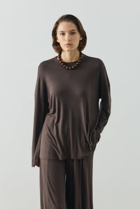 Acı Kahve Oversize Uzun Kol Basic Body