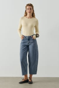 Açık Mavi Barrel Fit Kot Pantolon