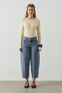Açık Mavi Barrel Fit Kot Pantolon