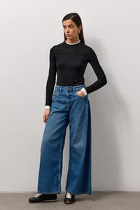 Açık Mavi Yüksek Bel Wide Leg Jean