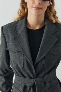 Antrasit Dört Cepli İnce Kaşe Blazer