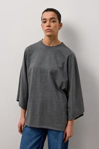 Antrasit Geniş Kollu Uzun Basic T-Shirt