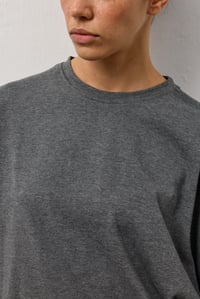 Antrasit Geniş Kollu Uzun Basic T-Shirt