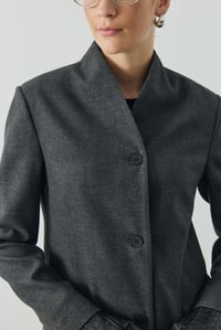 Antrasit Kapak Cepli Kaşe Blazer