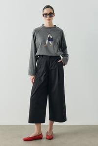 Antrasit Molene Big Bag Girl Baskılı Uzun Kol T-shirt