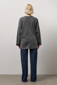 Antrasit Oversize Kesim Uzun Kollu Basic T-Shirt