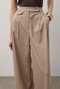 Bej Linea Geniş Paça Pantolon