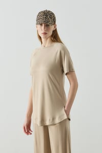 Bej Reglan Kol Basic Kısa Kol Body