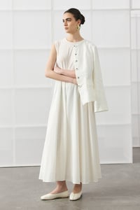 Beyaz Keten Blazer Detaylı Elbise