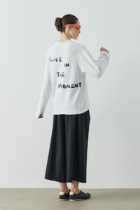 Beyaz Live In The Moment Baskılı Uzun Kol T-shirt