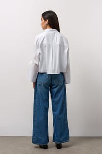 Beyaz Manşet Detaylı Regular Fit Gömlek