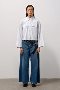 Beyaz Manşet Detaylı Regular Fit Gömlek