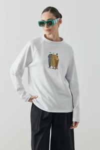 Beyaz Molene Girls Baskılı Uzun Kol T-shirt