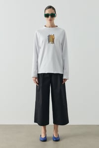 Beyaz Molene Girls Baskılı Uzun Kol T-shirt