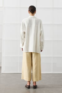 Beyaz Oversize Basic Keten Gömlek