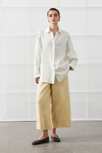 Beyaz Oversize Basic Keten Gömlek