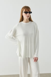 Beyaz Oversize Uzun Kol Basic Body
