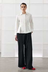 Beyaz Peplum Poplin Gömlek