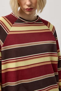 Bordo Çizgili Bisiklet Yaka T-Shirt