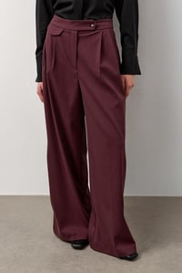Bordo Linea Geniş Paça Pantolon