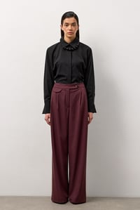 Bordo Linea Geniş Paça Pantolon